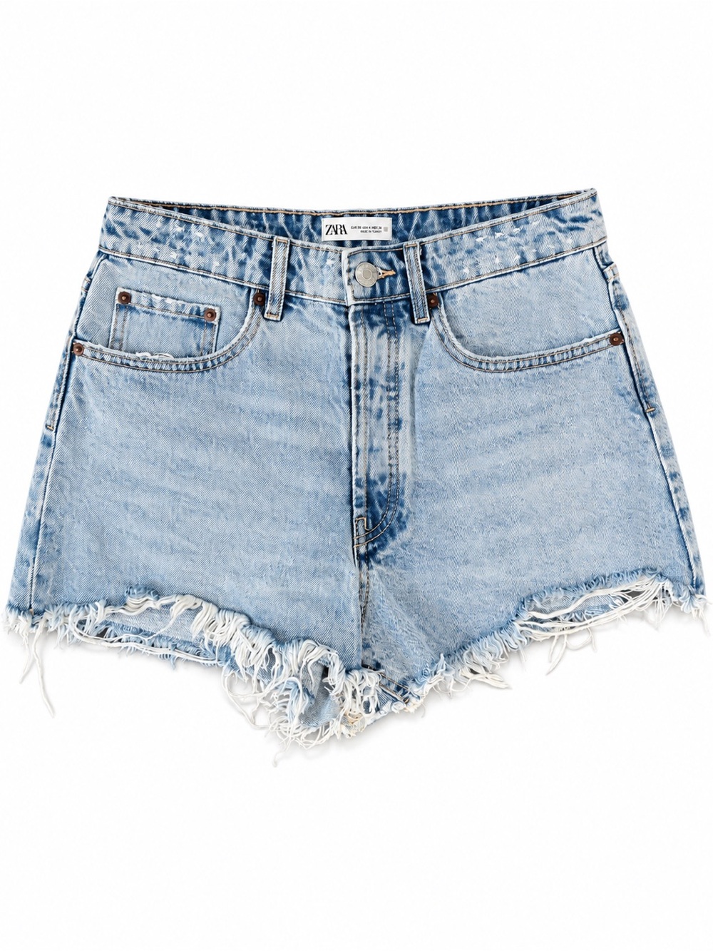 Zara Women’s Size 6 High Rise Distressed Denim Shorts Light Wash Frayed Cutoff